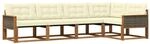 vidaXL Outdoor-Sofagarnitur mit Kissen 5 Stk Natur und Creme 3381418