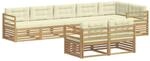 vidaXL Outdoor-Sofagarnitur mit Kissen 8 Stk Wei&szlig; und Creme Polyester 3390665