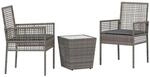 vidaXL Garten Bistro Set 3-Tlg Grau Poly Rattan 3334957