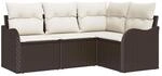 vidaXL Garten-Sofa-Set mit Kissen mit Speicher 4-Tlg Braun Poly Rattan 3354347