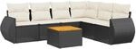 vidaXL 7-Tlg Garten-Sofagarnitur mit Kissen Schwarz Poly Rattan 3225020