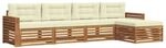 vidaXL Outdoor-Sofagarnitur mit Kissen 5-Tlg Natur und Creme 3373305