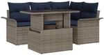 vidaXL Gartensofa-set mit Kissen 5 Stk Grau Poly-Rattan 3348281