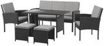 Svita Denver Polyrattan Gartenm&ouml;bel Set Essgruppe Lounge Esstisch Schwarz