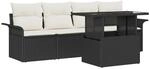 vidaXL 5-Teiliges Garten-Sofa-Set mit Kissen in Schwarz Poly Rattan 3348183