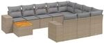 vidaXL 11-Tlg Garten-Sofagarnitur mit Kissen Beige Poly Rattan 3225632