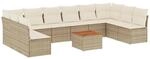 vidaXL 11-Tlg Garten-Sofagarnitur mit Kissen Beige Poly Rattan 3256128