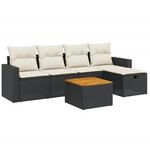 vidaXL 6-tlg Garten-Sofagarnitur mit Kissen Schwarz Poly Rattan Modell 142