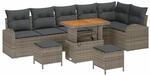 vidaXL Garten-Sofa-Set mit Kissen mit Speicher 9-Tlg Grau 3364368