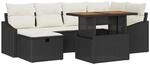 vidaXL Garten-Sofa-Set 7-Tlg Schwarz Poly Rattan 3361355