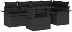 vidaXL Garten-Sofa-Set mit Kissen 6-Tlg Schwarz Poly Rattan 3357026