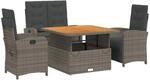 vidaXL 4-Tlg Garten-Essgruppe mit Kissen Grau Poly Rattan 3277345