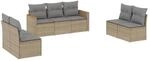 vidaXL 7-Tlg Garten-Sofagarnitur mit Kissen Beige Poly Rattan 3225877