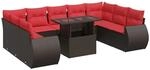 vidaXL 10-Tlg Garten-Sofagarnitur mit Kissen Braun Poly Rattan Akazie 3326705
