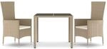 vidaXL 3-tlg. Garten-Essgruppe Poly Rattan mit Kissen Beige