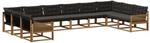 vidaXL Outdoor-Sofagarnitur mit Kissen 10 Stk Natur und Schwarz 3381716