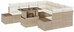 vidaXL Gartensofa-set mit Kissen 9-Tlg Beige und Creme Poly-Rattan 3349157