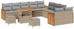 vidaXL Gartensofa-Set mit Kissen 17 Stk Beige und Hellgrau Poly-Rattan 3365317
