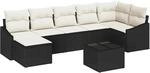 vidaXL Garten-Sofa-Set 8-Tlg Schwarz Poly Rattan 3346817