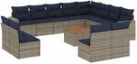 vidaXL 13-Tlg Garten-Sofagarnitur mit Kissen Grau Poly Rattan 3256705