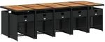 vidaXL 11-tlg Garten-Essgruppe mit Kissen Schwarz Poly Rattan Modell 50