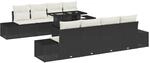 vidaXL Gartensofa-Set mit Kissen mit Speicher 9 Stk Schwarz und Creme 3357880