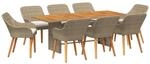 vidaXL 9-Teiliges Garten Esstisch Set Beige Poly Rattan 3261632