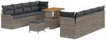 vidaXL Garten-Sofa-Set mit Kissen mit Speicher 11-Tlg Grau 3364193
