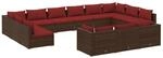 vidaXL 13-Tlg Garten-Lounge-Set mit Kissen Braun Poly Rattan 3102107