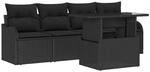 vidaXL Garten-Sofa-Set mit Kissen 5-Tlg Schwarz Poly Rattan 3348369