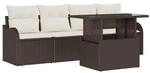 vidaXL Gartensofa-set mit Kissen 5-Tlg Braun Poly-Rattan 3357101