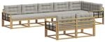 vidaXL Outdoor-Sofagarnitur 6-Tlg Wei&szlig; und Hellgrau Polyester 3386630