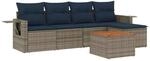 vidaXL 6-Tlg Gartensofa-Set mit Kissen Grau Polyrattan 3224542
