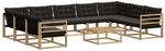 vidaXL Outdoor-Sofagarnitur mit Kissen 10-Tlg Wei&szlig; und Schwarz 3389082