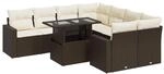 vidaXL 9-Tlg Garten-Sofagarnitur mit Kissen Braun Poly Rattan 3326294