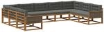 vidaXL Outdoor-Sofagarnitur mit Kissen 9 Stk Natur und Anthrazit 3382880
