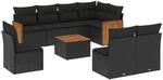 vidaXL 9-Tlg Garten-Sofagarnitur mit Kissen Schwarz Poly Rattan 3227728