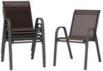 Costway 4er Set Gartenst&uuml;hle Stapelbar Textilene Metallgestell Braun