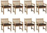 vidaXL Gartenst&uuml;hle 8 Stk mit Taupe Kissen Massivholz Teak 3073081
