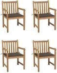 vidaXL Gartenst&uuml;hle 4 Stk mit Taupe Kissen Massivholz Teak 3073012
