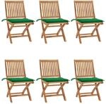 vidaXL Klappbare Gartenst&uuml;hle mit Kissen 6 Stk Massivholz Teak 3072839