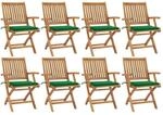 vidaXL Klappbare Gartenst&uuml;hle mit Kissen 8 Stk Massivholz Teak 3072782
