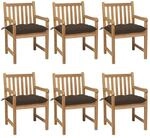 vidaXL Gartenst&uuml;hle 6 Stk mit Taupe Kissen Massivholz Teak 3073054