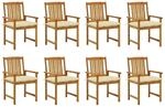 vidaXL Gartenst&uuml;hle mit Kissen 8 Stk Massivholz Akazie 3078195