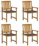 vidaXL Gartenst&uuml;hle mit Kissen 4 Stk Massivholz Akazie 3061184