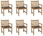 vidaXL Gartenst&uuml;hle 6 Stk mit Taupe Kissen Massivholz Teak 3073039