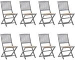 vidaXL Klappbare Gartenst&uuml;hle 8 Stk mit Kissen Massivholz Akazie 3078293