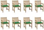 vidaXL Gartenst&uuml;hle 8 Stk mit Gr&uuml;nen Kissen Massivholz Teak 3073063