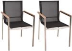DELUKE Gartenstuhl 2er Set RITA Edelstahl Teak Natur Stapelstuhl Wetterfest