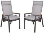 DELUKE Gartenstuhl 2er Set LUCIA Verstellbar Teak Schwarz Hochlehner Wetterfest